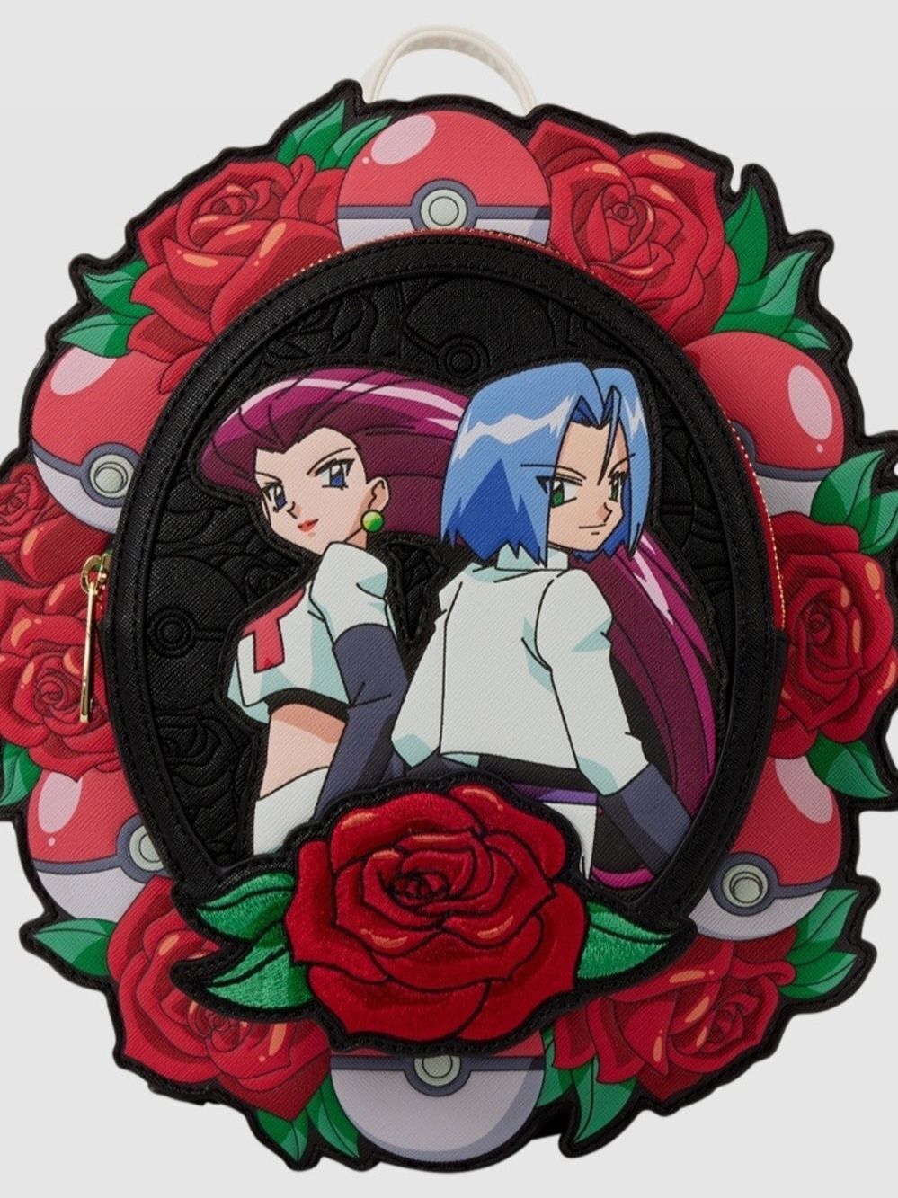 Loungefly Red Black Roses Jessie & James Pokemon Mini Backpack